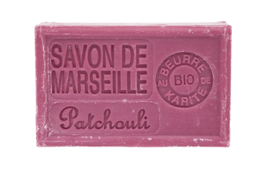 Savon de Marseille patchouli 125 g, enrichi au beurre de karité bio