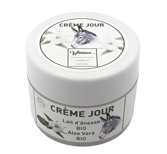 Crème Visage 50ml au Lait d’Ânesse BIO - Whouaa Cosmetic - Cosmétique de Qualité - Crème visage Aloe Vera BIO