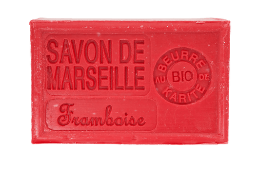 Savon de Marseille framboise 125 g, enrichi au beurre de karité bio