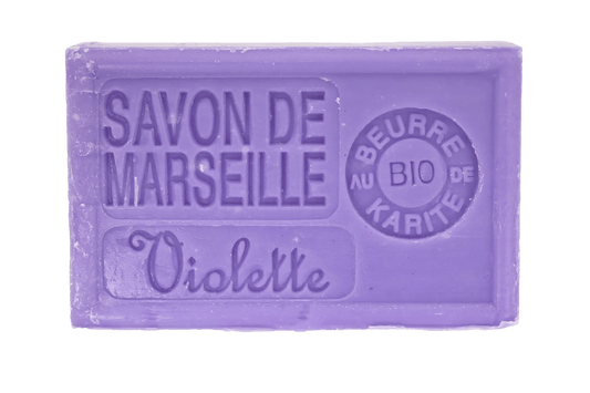 Savon de Marseille violette 125 g, enrichi au beurre de karité bio